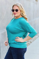 Basic Bae Full Size Round Neck Batwing Sleeve Top - Soft Stretch Rayon Blend, Opaque Design - Store 42
