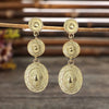 Vintage Alloy Dangle Earrings Gold One Size