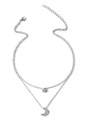 Elegant Double Layer Star And Moon Pendant Necklace - Celestial Gold-Plated Jewelry - Store 42
