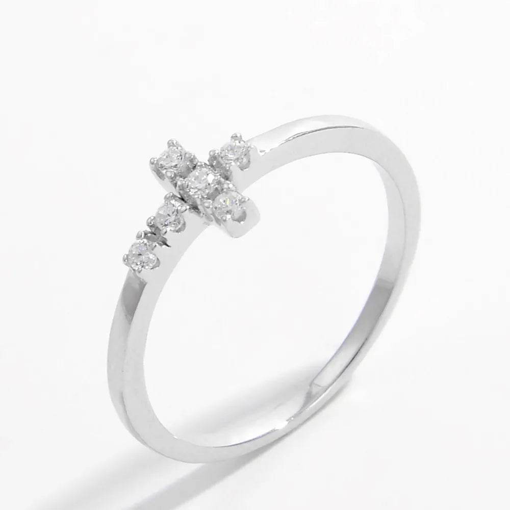 925 Sterling Silver & Zircon Cross Ring for Elegant Style - Durable & Imported Jewelry