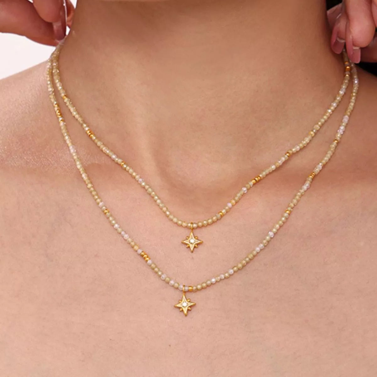 18K Gold-Plated Star Pendant Necklace with Zircon