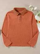 Long Sleeve Thermal Knit Polo Top