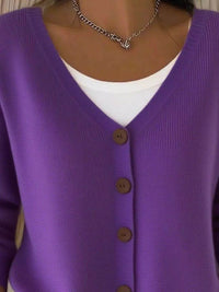 Full Size Plus Size Button-Front V-Neck Cardigan, Slightly Stretchy, 95% Acrylic Blend - Store 42