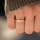 18K Gold-Plated 925 Sterling Silver Cross Ring with Zircon Stones - Elegant Religious Jewelry - Store 42