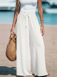 Full Size Drawstring Waist Wide Leg Pants Plus Size - Store 42