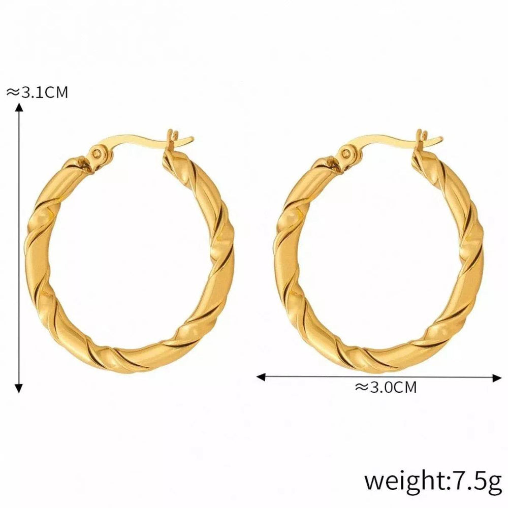 Elegant 18K Gold-Plated Hoop Earrings in Titanium Steel - Classic Fashion Jewelry