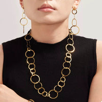 18K Gold-Plated Stainless Steel Chain Link Statement Necklace - 20.5 Inch Adjustable Length - Store 42