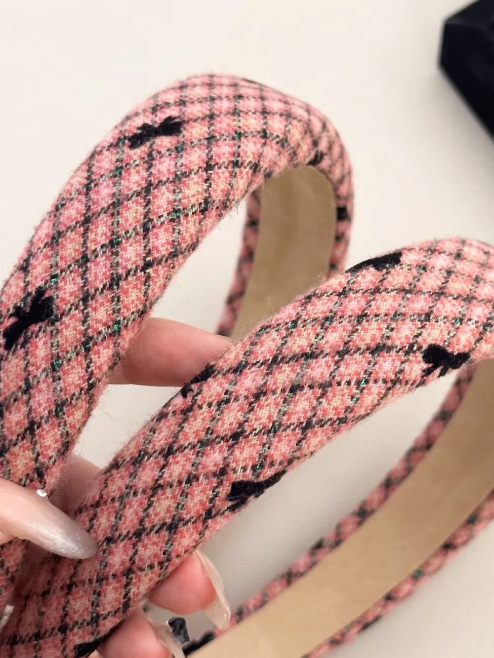 Trendy Plaid Bow Wide Headband - Stylish Polyester Accessory for Chic Looks