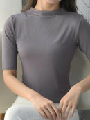 Men's Solid Color Short Sleeve T-Shirt - 100% Polyester, Slightly Stretchy, Imported - Store 42