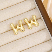 18K Gold-Plated Bubble Letter Stud Earrings - Unique, Dainty & Lightweight for Everyday Wear - Store 42
