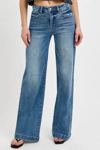RISEN Full Size Tummy Control High Rise Wide Adjustable Waist Band Jeans Plus Size