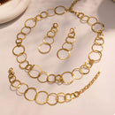 18K Gold-Plated Stainless Steel Chain Link Statement Necklace - 20.5 Inch Adjustable Length - Store 42