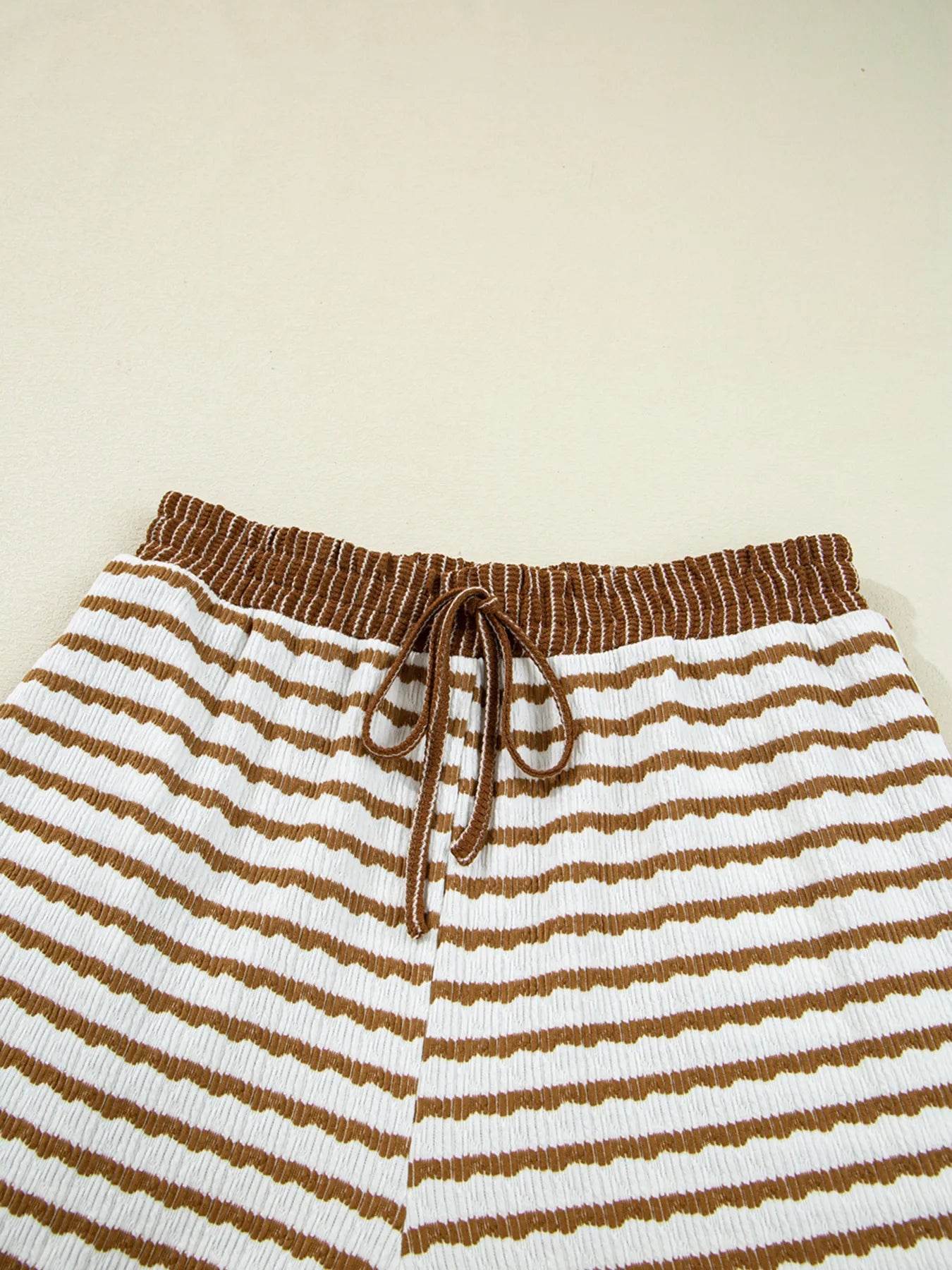 Sleek Stripe Collared Two-Piece Top and Drawstring Pant Set for Effortless Style - Store 42
