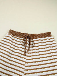 Sleek Stripe Collared Two-Piece Top and Drawstring Pant Set for Effortless Style - Store 42
