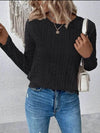 Full Size Eyelet Round Neck Long Sleeve Blouse Plus Size - Store 42