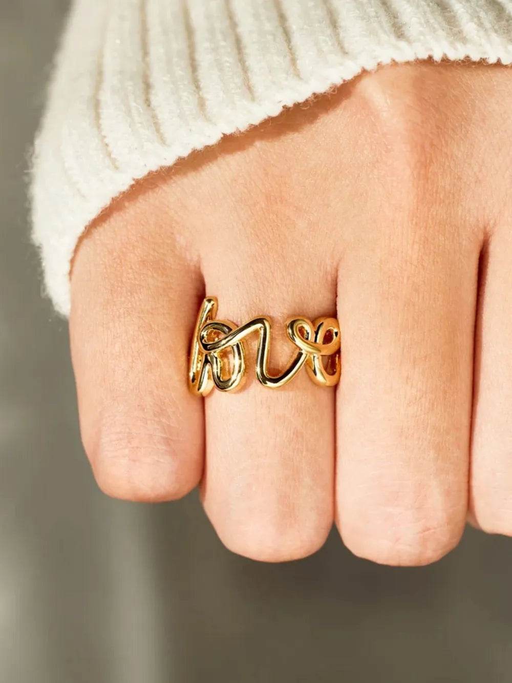 Elegant LOVE 18K Gold-Plated 925 Sterling Silver Ring with Matching Box - Heartfelt Gift Idea
