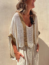 Contrast Scoop Neck Knit Cover Up Beige