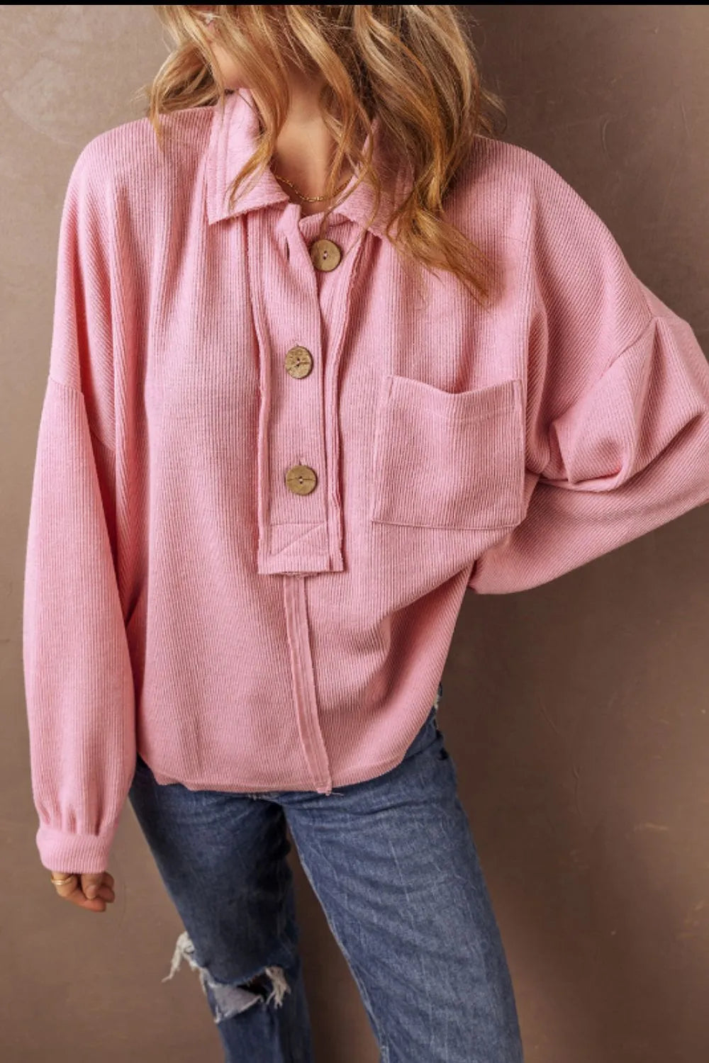 Trendsi Opaque Pocketed Half Button Long Sleeve Sweatshirt for Stylish Comfort