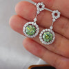 4 Carat Crystal Drop Dangle Earrings with Round Halo Design Gum Leaf One Size