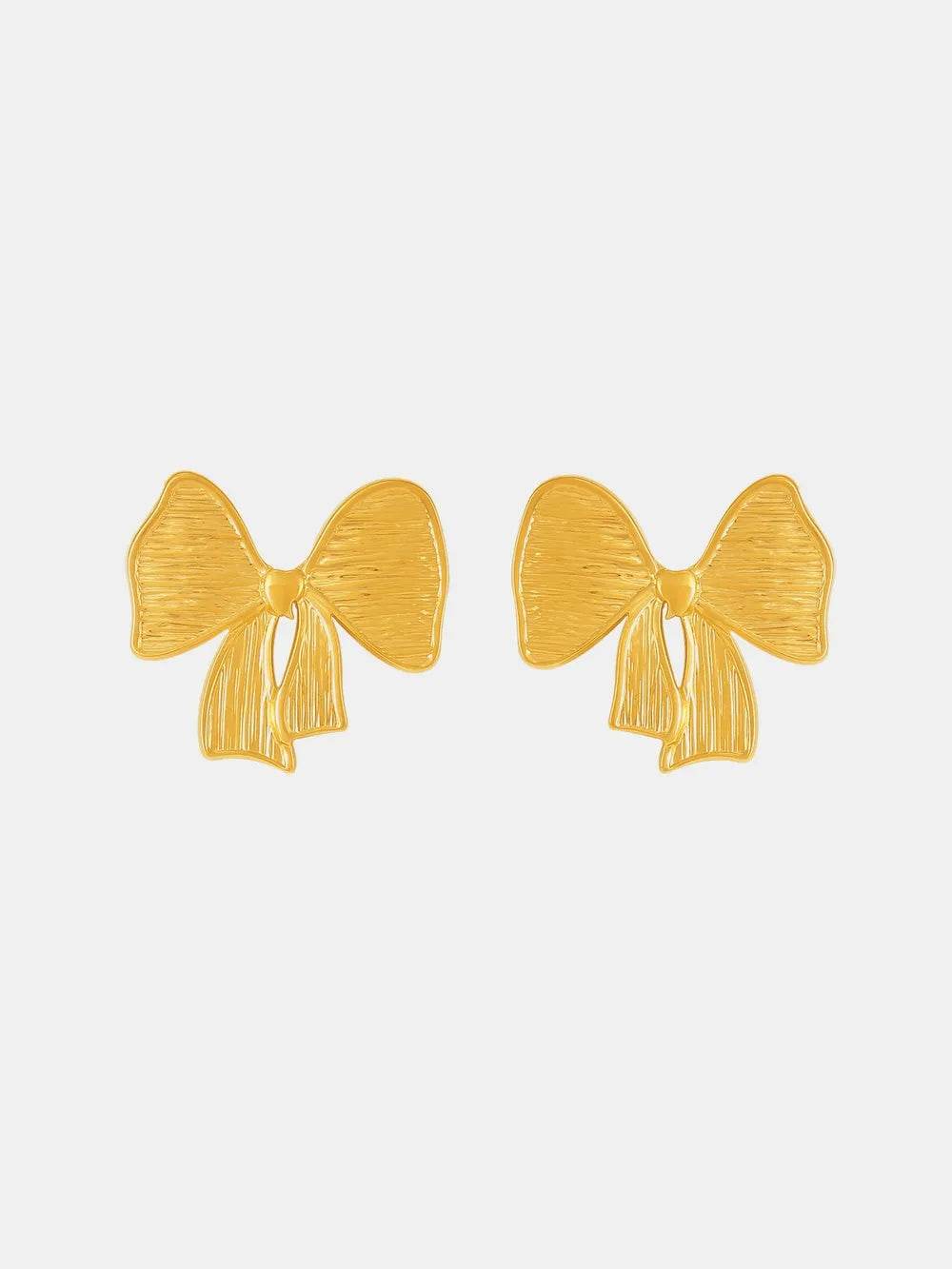 18K Gold-Plated Stainless Steel Bow Earrings and Necklace Set - Store 42