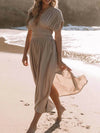 Full Size Deep V-Neck Maxi Dress with Side Slit Plus Size - Store 42