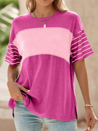 Stylish Color Block Striped Sleeve Casual T-Shirt for Everyday Comfort and Versatility - Store 42