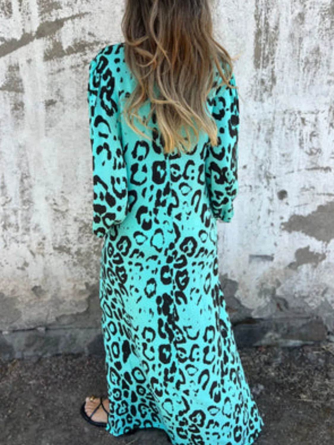 Full Size Printed V-Neck Dress with Pockets Plus Size - Store 42