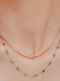 18K Gold-Plated Titanium Steel Necklace Black green One Size