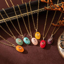 Natural Stone Pendant Necklace Mauve One Size
