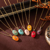 Natural Stone Pendant Necklace Mauve One Size