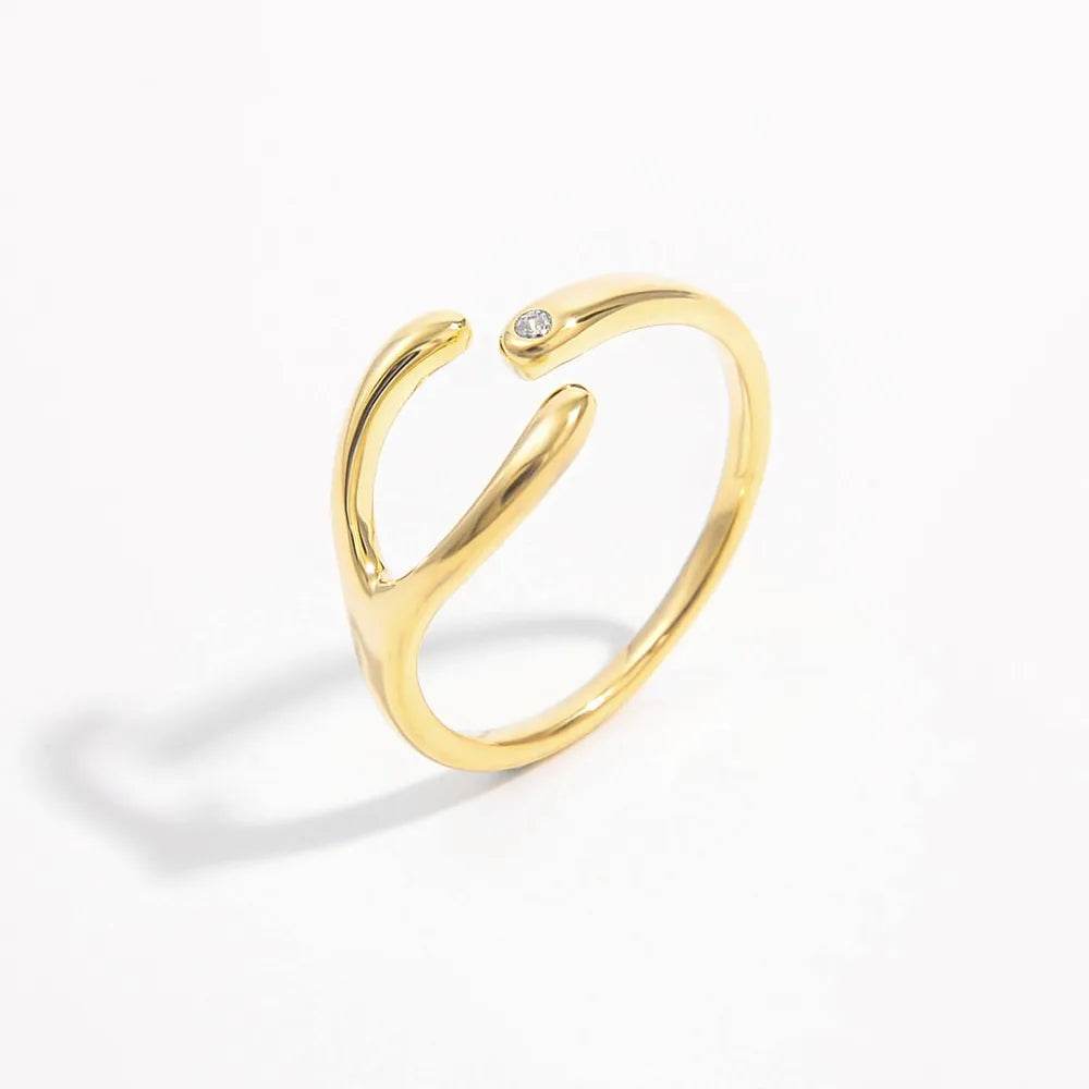Elegant 925 Sterling Silver Inlaid Zircon Open Ring - 18K Gold-Plated for Stylish Shine