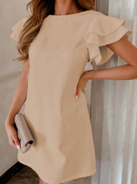 Ruffled Layered Short Sleeve Mini Dress