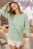 Stylish BiBi Slub Terry Puff Shoulder Sweatshirt - Soft & Trendy Casual Wear, 100% Cotton - Store 42