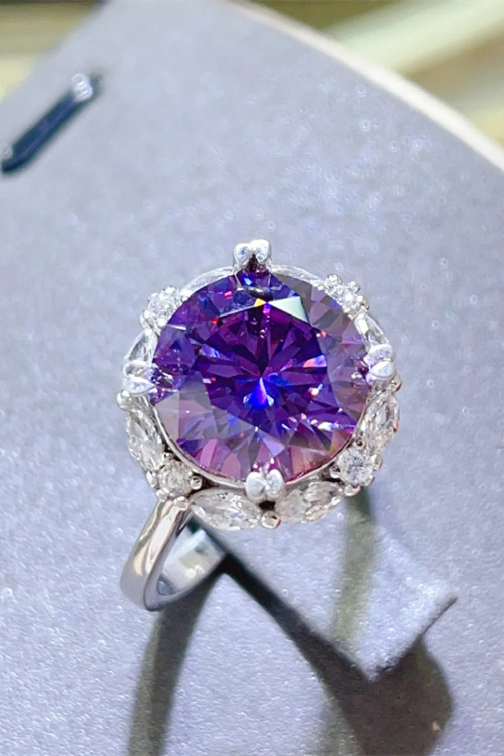 5 Carat Moissanite Ring in 925 Sterling Silver with Platinum-Plated Finish and Certificate