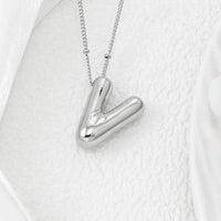 Elegant Copper Bubble Letter Pendant Necklace - Platinum-Plated, 17.7 in Chain Length - Store 42