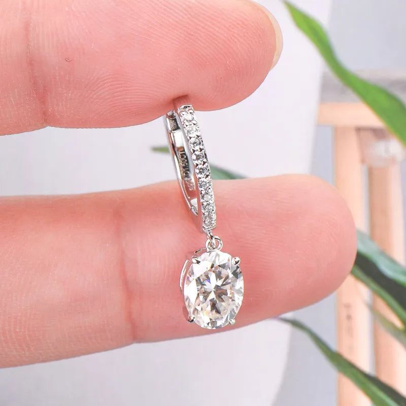 Stunning 3 Carat Moissanite Earrings in 925 Sterling Silver - D Color Grade, Platinum & Gold Plated