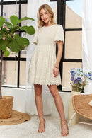 ADORA Rround Neck Crinkle Babydoll Dress