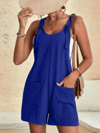 Full Size Knot Strap Romper with Pockets Plus Size - Store 42