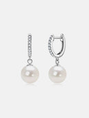 Elegant 925 Sterling Silver Freshwater Pearl Earrings with Moissanite Accents - Store 42