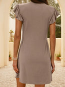 V-Neck Ruffled Cap Sleeve Mini Dress