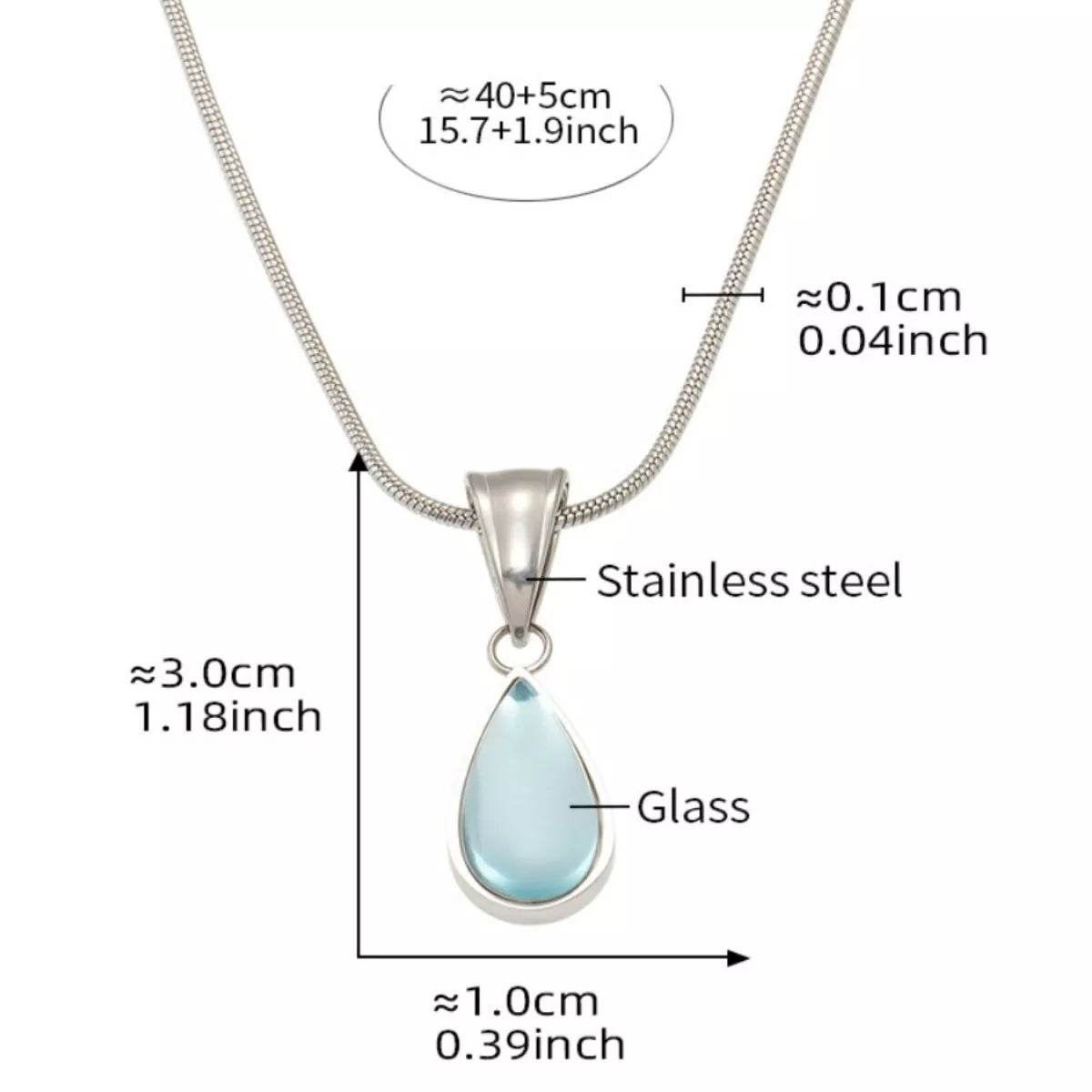 Elegant Stainless Steel Teardrop Necklace - 18K Gold-Plated & Platinum-Plated Design - Store 42
