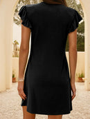 V-Neck Ruffled Cap Sleeve Mini Dress