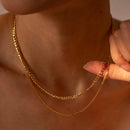 18K Gold-Plated Stainless Steel Double-Layered Necklace - Elegant Layered Design & Durability - Store 42