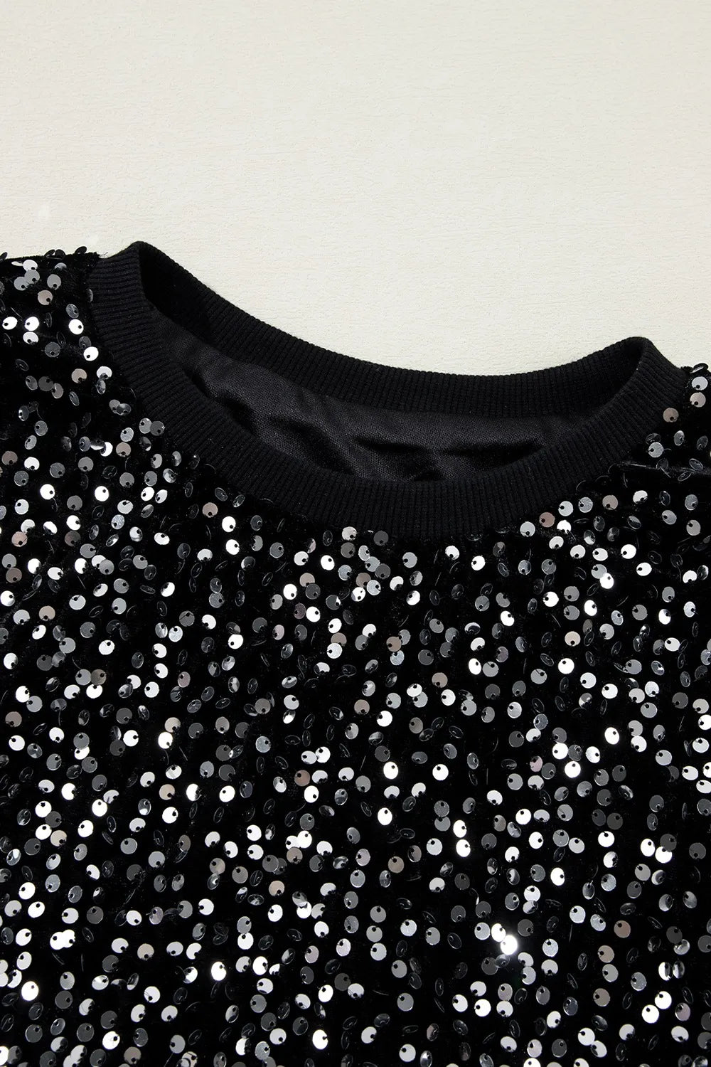 Sequin Round Neck Long Sleeve Blouse