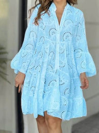 Full Size Eyelet Ruffled Hem Tiered Dress Plus Size - Store 42