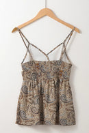 Paisley Printed Smocked Babydoll Cami