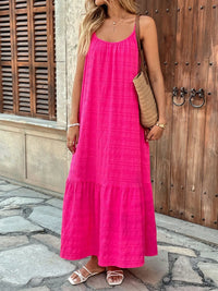 Scoop Neck Tiered Maxi Cami Dress