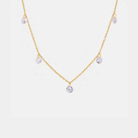 18K Gold-Plated Stainless Steel Rhinestone Charm Necklace with Extension Chain - Store 42