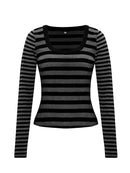 Sleek Striped Long Sleeve T-Shirt - Comfortable Stretchy Fabric with Contrast Design - Store 42