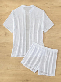 Open Front Half Sleeve Top and Shorts Cover Up Set